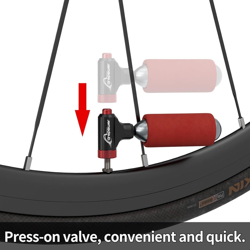 Ctrepower CO2 Bike Tire Inflator - Push-Button Presta & Schrader Compatible CO2 Bike Pump or 12X 16g Threaded CO2 Cartridges for Road Bikes, MTB, Hybrid Bikes - Image 2
